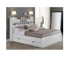 Letto matrimoniale alla francese con scomparti 140x190 in Pino Bianco - MEDERICK