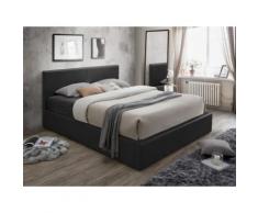 Letto matrimoniale contenitore 160x200 cm in Similpelle Nero - TREMPLIN II