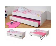 Letto singolo con letto estraibile 90x190 cm Laccato bianco - NOLAN