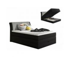 Set letto boxspring testata + base del letto con contenitore + materasso + topper GRANDIOSE di DREAMEA - tessuto - 140x200 cm