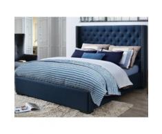 Letto matrimoniale con testiera capitonné 160x200 cm in Tessuto Blu - MASSIMO