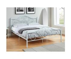 Letto matrimoniale 160x200 cm in Metallo Bianco - LEYNA
