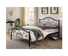 Letto matrimoniale alla francese 140x190 cm in Metallo Nero - LEYNA