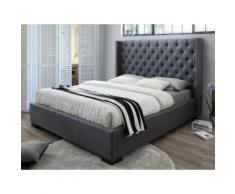 Letto matrimoniale con testiera capitonné 180x200 cm in Tessuto Grigio - MASSIMO