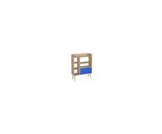 Homcom Scaffale Libreria in Legno con Armadietto Blu 60x24x86.8cm