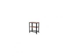 Homcom Carrello Scaffale Portaoggetti con Rotelle 3 Ripiani Stile Industrial in Metallo e Legno Nero e Marrone 60 x 40 x 76.5cm