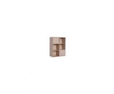 Homcom Libreria Scaffale in Legno a 3 Ripiani con 4 Scompartimenti e 2 ante Legno Naturale 61.5x29.5x80cm