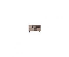 Homcom Credenza Cassettiera 3 Ante e 4 Scaffali Aperti con Gambe in Pino Grigio