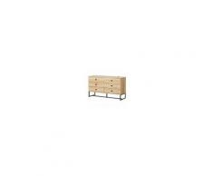 Homcom Cassettiera Comò di Design Stile Industrial in Legno Natual Wood e Metallo Nero
