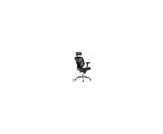 Hjh Sedia ergonomica in rete ENJOY, 100% regolabile, sedile in pelle colore nero