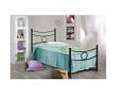 Letto in Ferro Singolo vari colori - art. CNC2 (Nero Argento, testiera + giroletto + pediera + rete 85x190 10 giorni)