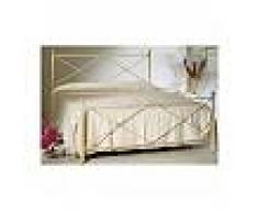 Letto in Ferro Matrimoniale vari colori - art.ALB02 (testiera + giroletto + pediera + rete 160x190 10 giorni, Avorio antic. Oro )