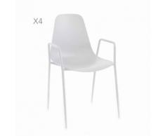 Set da 4 sedia con braccioli da interno / esterno OSLO bianco PLUS