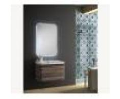 Duzzle Mobile bagno sospeso Happy 70 cm wengé con specchio Led retro illuminato