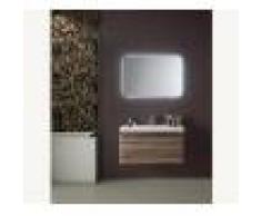 Duzzle Mobile bagno sospeso Happy 90 cm wengé con specchio Led retro illuminato