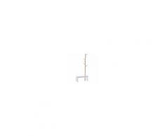 Homcom Panca con Appendiabiti in Bambù, Colore Bianco e Legno, 80x30x180cm