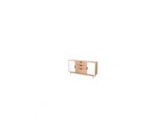 Homcom Mobiletto Credenza con Ante Cassettiera Design Scandinavo Legno Rovere Bianco 145 x 30 x 75 cm