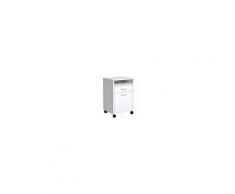 Homcom Cassettiera Portadocumenti da Ufficio in Legno con 2 Scomparti e Ruote, Bianco, 40x35x60cm