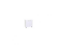 Homcom Mobile Porta TV in Legno con Ruote e 2 Ante Console Cassettiera 60x35x65cm (Bianco Violaceo)