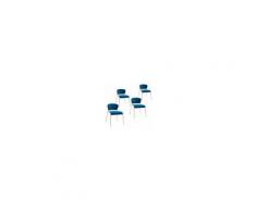 Homcom Set 4 Sedie di Design per Sala da Pranzo Imbottite in Velluto Blu e Gambe Oro