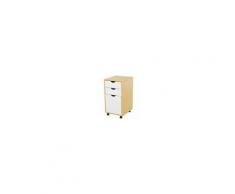 Homcom Cassettiera per Ufficio con Ruote Bianco e Legno 35 x 40 x 65.5cm