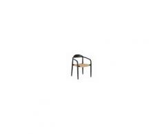 Kave Home Sedia Nina in legno massello di eucalipto con finitura nera e corda beige