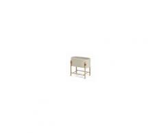 Kave Home Culla Adara in tessuto effetto lana bianco e legno massello difaggio 63 x 44,5 cm