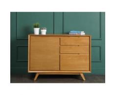 Credenza con 1 anta e 3 cassetti in Teak massello Naturale - JAMBI