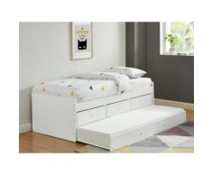 Letto a scomparsa con 3 cassetti 90 x 190 cm in MDF e Abete Bianco - TITOUAN