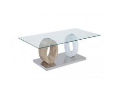 Tavolino in Vetro temperato e MDF Quercia e Bianco - AYANE