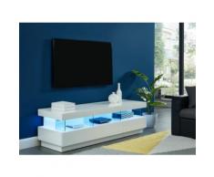 Mobile TV con LED 3 cassetti e 3 nicchie in MDF laccato bianco - FABIO