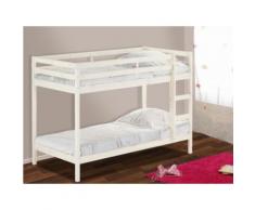 Letto a castello 2 x 90 x 190 cm in Pino massello Bianco - ANICET