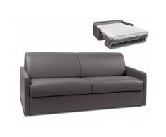 Divano letto 4 posti a ribalta in similpelle Grigio - Larghezza Materasso 160 cm - CALIFE