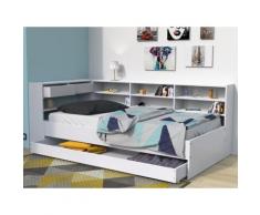 Letto singolo con cassetti e scaffali 90 x 190 cm Bianco - RENATO II