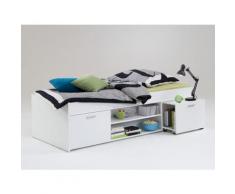 Letto singolo con vani portaoggetti 90 x 200 cm Bianco - ALORA