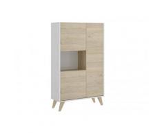 Credenza alta con 3 ante e 1 nicchia Quercia e Bianco - KOLYMA