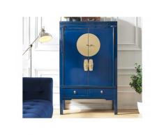 Armadio 2 ante e 2 cassetti L.105 cm in Legno d'olmo Blu notte - NANTONG
