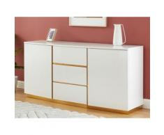 Credenza con 2 ante e 3 cassetti in MDF e Acciaio Bianco - FERIHANE