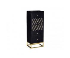 Cassettiera 5 cassetti Legno di mango e Metallo Nero e Dorato Art déco - PRISMIN