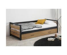 Letto a scomparsa industriale 2 x 90 x 190 cm MDF, Abete e metallo Colore: Noce e antracite - BOSTON