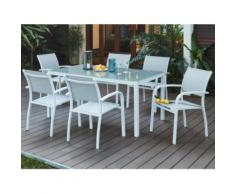 Sala da pranzo da giardino PAIA in alluminio - un tavolo + 6 poltrone - Seduta grigia
