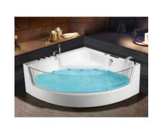 Vasca idromassaggio angolo in vetro ETHRA - 1 posto - 150 x 150 x h75 cm - Bianca