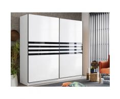 Armadio 2 ante scorrevoli L.217 cm Bianco e Nero - MATHEO