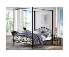 Letto matrimoniale alla francese con baldacchino 140 x 190 cm in Metallo Nero - LEYNA