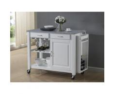 Carrello portavivande OWEN - 1 sportello e 2 cassetti - Hevea e granito
