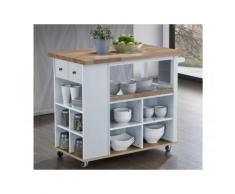 Carrello HANNAE - 2 cassetti e 1 scaffale - Hevea - Bianco e Quercia