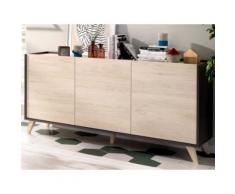Credenza 3 ante Quercia e Antracite stile scandinavo - KOLYMA