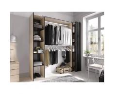 Armadio guardaroba allungabile con tenda L110/180 cm Rovere e Antracite DORIAN