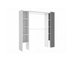 Armadio guardaroba estensibile con tenda L110/180 cm Bianco e grigio - DORIAN