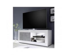 Mobile TV con LED e 1 Anta Bianco laccato e calcestruzzo - COMETE